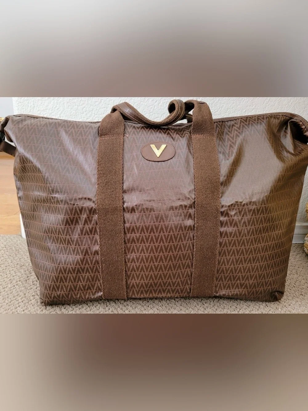 Mario Valentino Monogram Foldable Overnight Bag Men's Duffel Bag